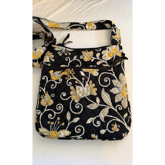 Vera Bradley Floral Black/White/Yellow Shoulder Bag - Picture 2 of 6